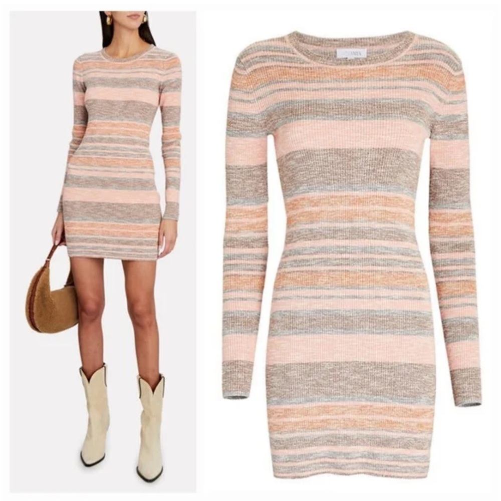 Striped Knit Dress in Pink and Brown